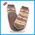 Adult Jacquard Hand Knit Non-skid Slipper Socks With Rubber Sole